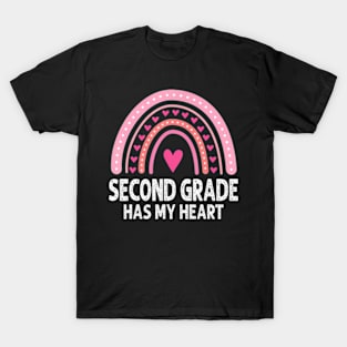 2nd Second Grade Has My Heart Rainbow Valentines Day Teacher T-Shirt